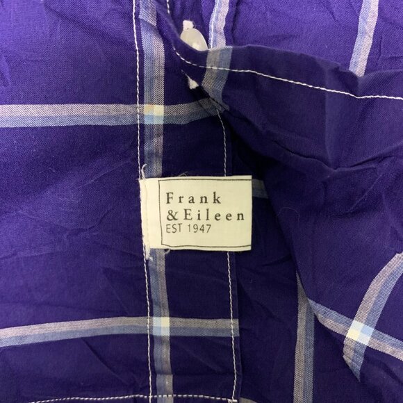 Frank & Eileen Barry Small Plaid Button-Up‎ Shirt In Blue & White Italy - Picture 12 of 12